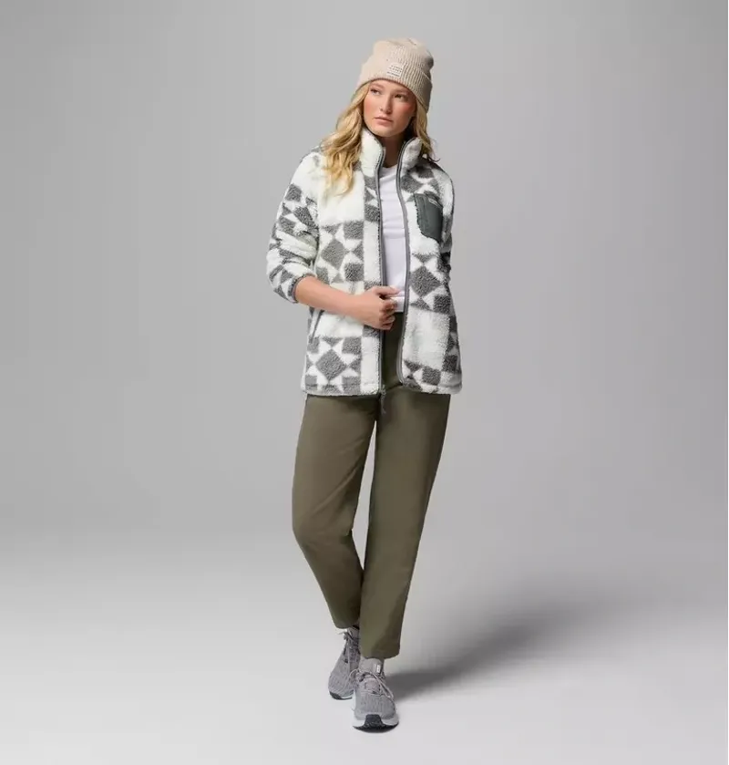 Columbia Womens West Bend Print Full Zip II in Tea Light / Cozy Quilt-1