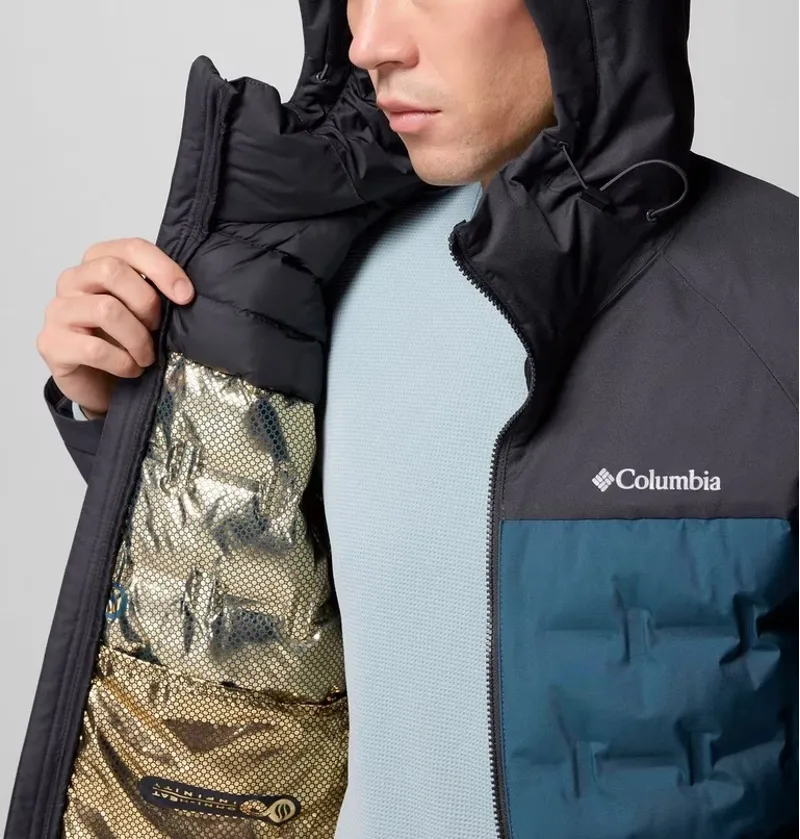 Columbia Men's Grand Trek IV Down Hooded Jacket in Phoenix Blue / Shark-1