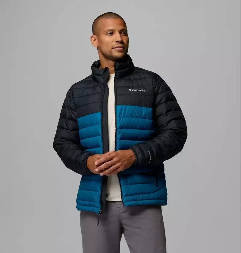 Columbia Mens Powder Lite II Hooded Jacket in Phoenix Blue / Black-4