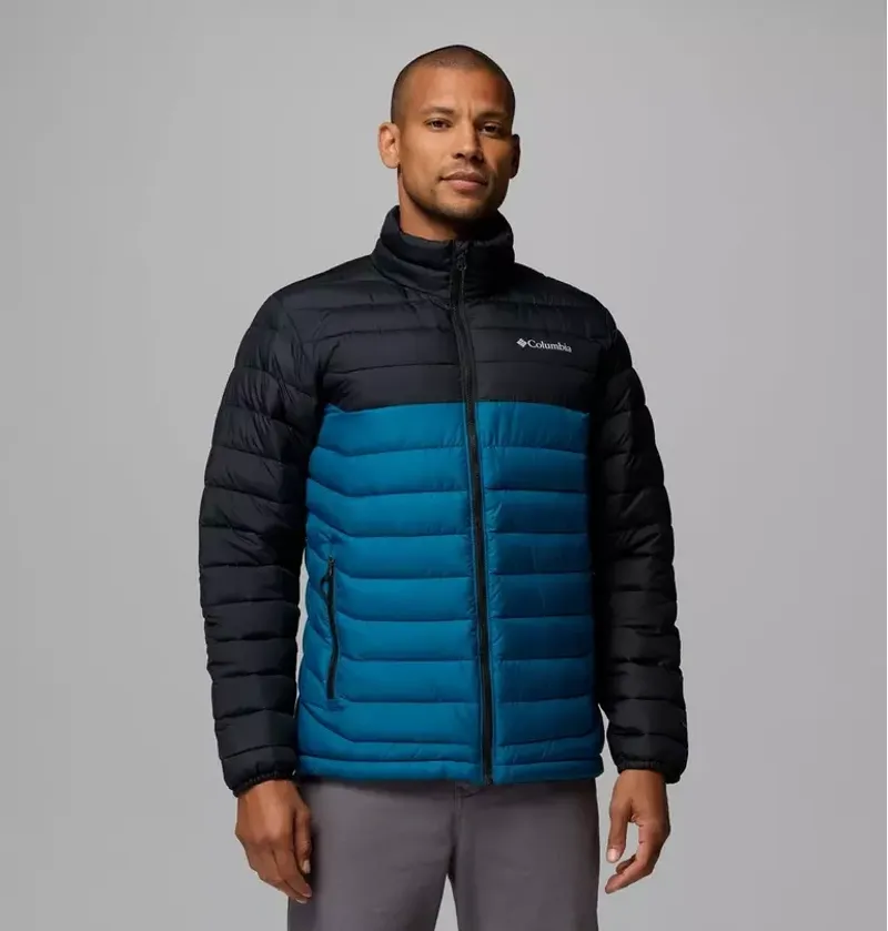 Columbia Mens Powder Lite II Hooded Jacket in Phoenix Blue / Black-1