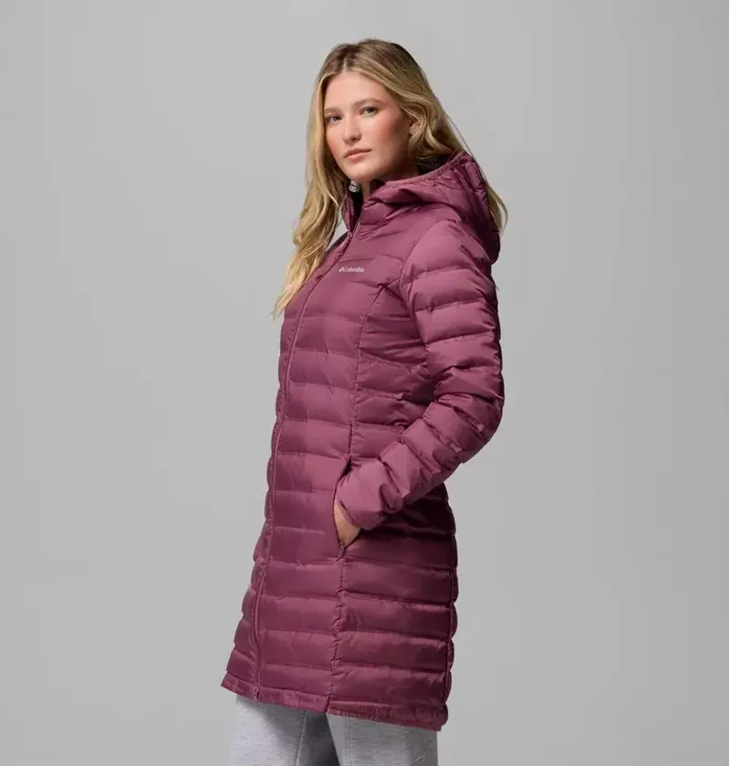 Columbia Women's Lake 22 II Down Long Hooded Jacket in Antique Mauve-3