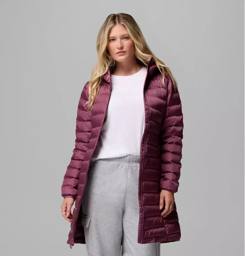 Columbia Women's Lake 22 II Down Long Hooded Jacket in Antique Mauve-4