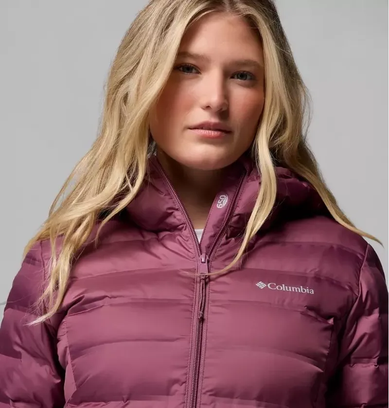 Columbia Women's Lake 22 II Down Long Hooded Jacket in Antique Mauve-5