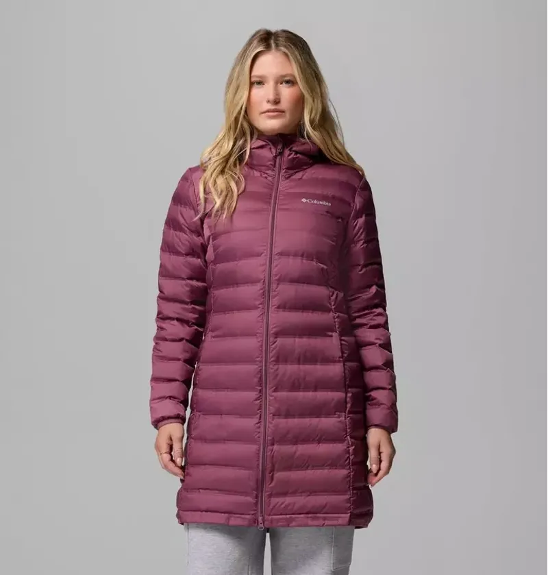 Columbia Women's Lake 22 II Down Long Hooded Jacket in Antique Mauve-1