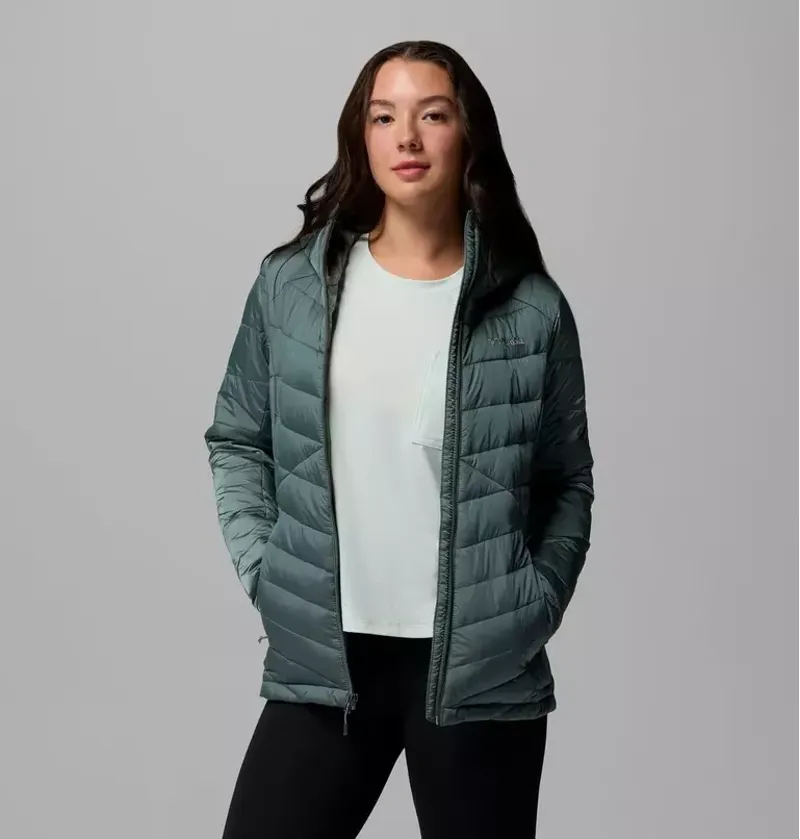 Columbia Women's Joy Peak II Hooded Insulated Jacket in Sedona Sage Shine-4