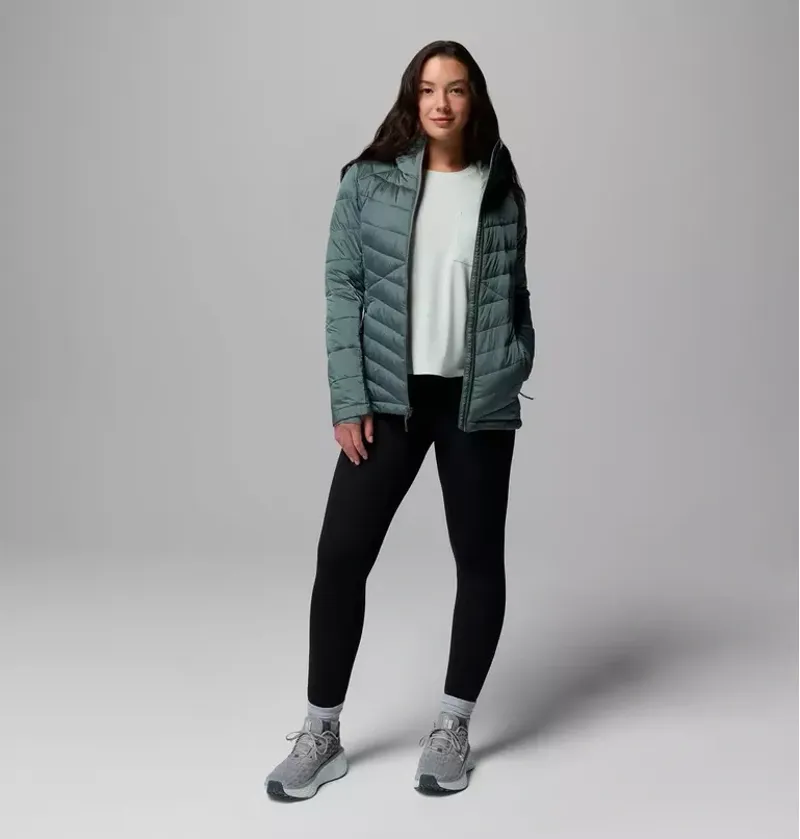 Columbia Women's Joy Peak II Hooded Insulated Jacket in Sedona Sage Shine-1