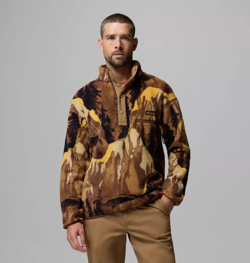 Columbia Men's Helvetia II Printed Half Snap Fleece in Teak Brown Soarin-1