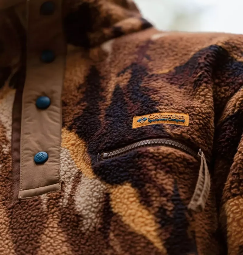 Columbia Men's Helvetia II Printed Half Snap Fleece in Teak Brown Soarin-4