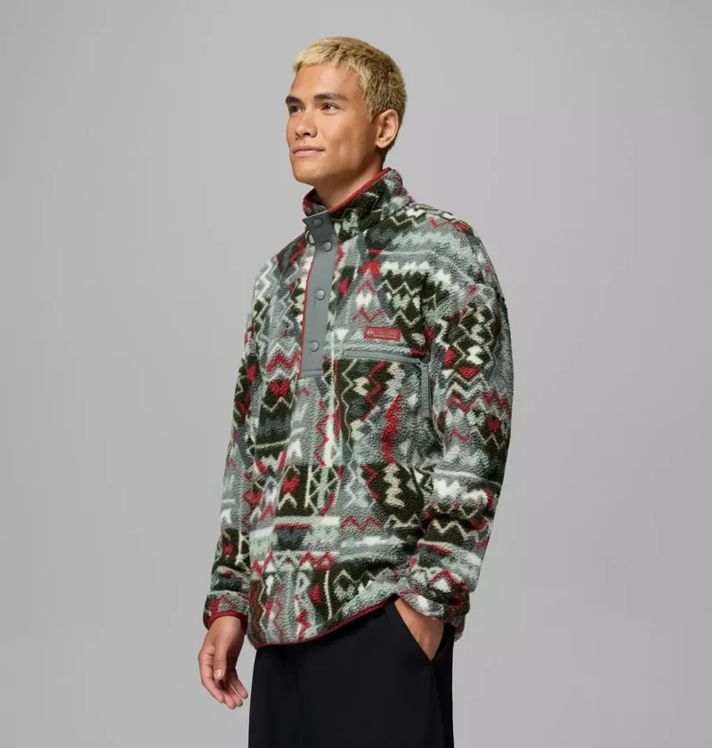 Columbia Men's Helvetia II Printed Half Snap Fleece in Sedona Sage Geomix-3