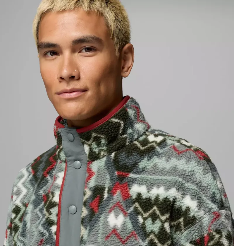 Columbia Men's Helvetia II Printed Half Snap Fleece in Sedona Sage Geomix-4