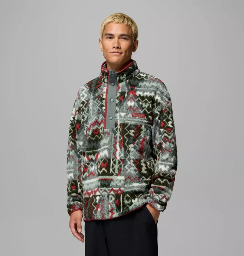 Columbia Men's Helvetia II Printed Half Snap Fleece in Sedona Sage Geomix-1