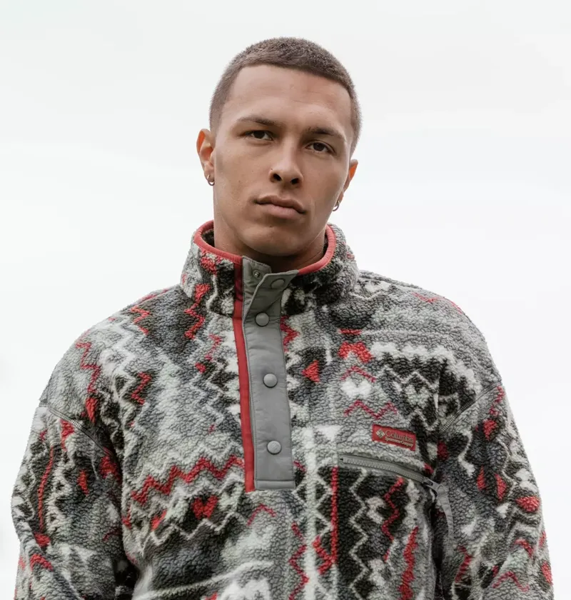 Columbia Men's Helvetia II Printed Half Snap Fleece in Sedona Sage Geomix-6