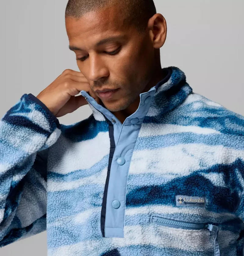 Columbia Men's Helvetia II Printed Half Snap Fleece in Rainy Day Summits-2