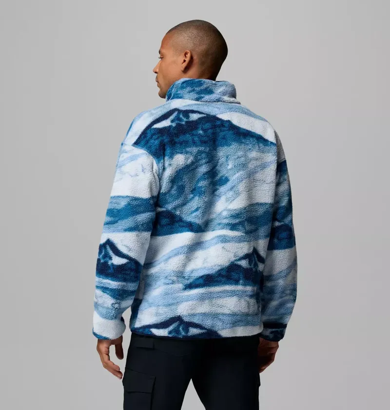 Columbia Men's Helvetia II Printed Half Snap Fleece in Rainy Day Summits-5