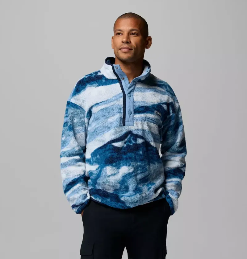 Columbia Men's Helvetia II Printed Half Snap Fleece in Rainy Day Summits-1