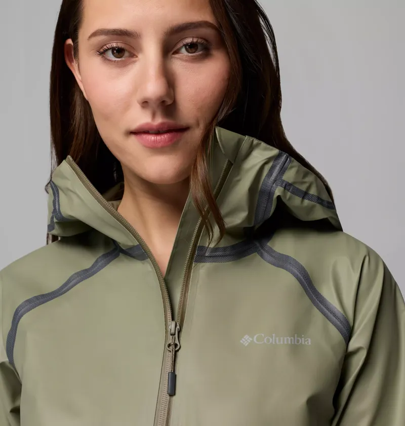 Columbia Womens Reign No Shine Jacket in Stone Green-5