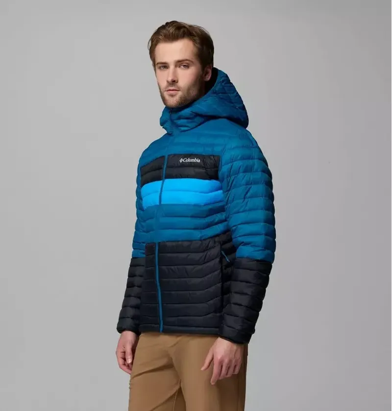 Columbia Mens Powder Pass Hooded Jacket in Black / Phoenix Blue / Compass Blue-3