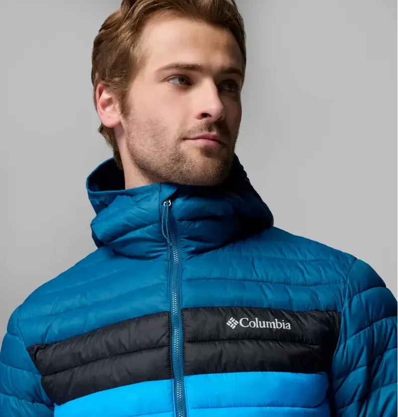 Columbia Mens Powder Pass Hooded Jacket in Black / Phoenix Blue / Compass Blue-5