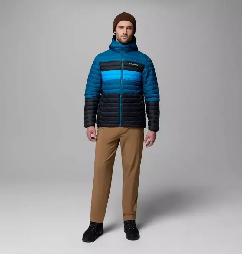 Columbia Mens Powder Pass Hooded Jacket in Black / Phoenix Blue / Compass Blue-1