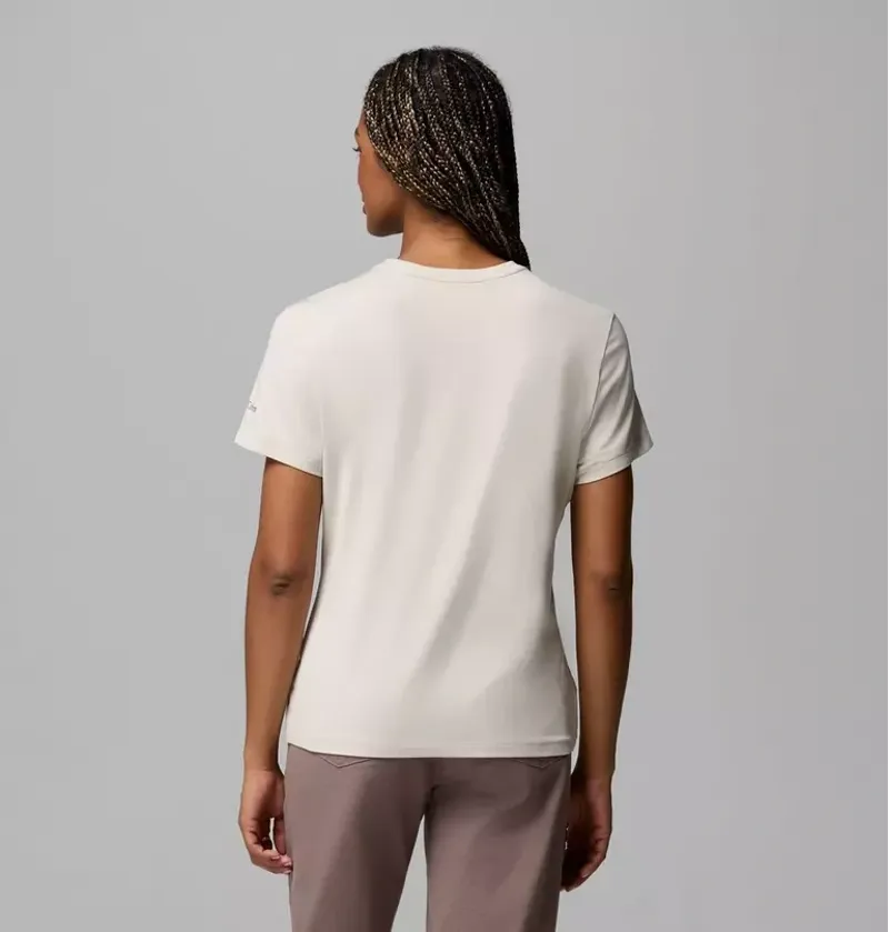 Columbia Women's Parsons Point SS Graphic Tee in Dark Stone Heather / Treescape-2