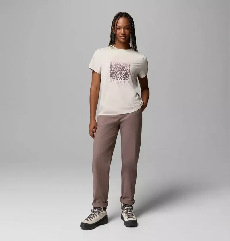 Columbia Women's Parsons Point SS Graphic Tee in Dark Stone Heather / Treescape-1