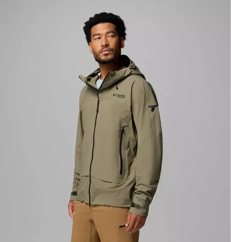 Columbia Mens Saudan Pro 3L Shell Waterproof Jacket in Stone Green-3