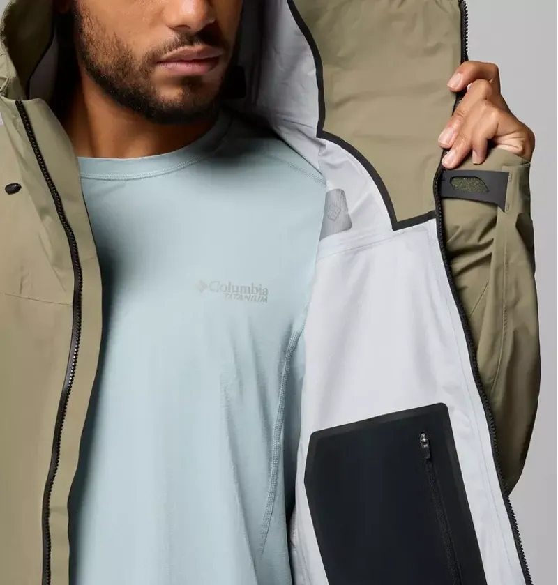 Columbia Mens Saudan Pro 3L Shell Waterproof Jacket in Stone Green-5