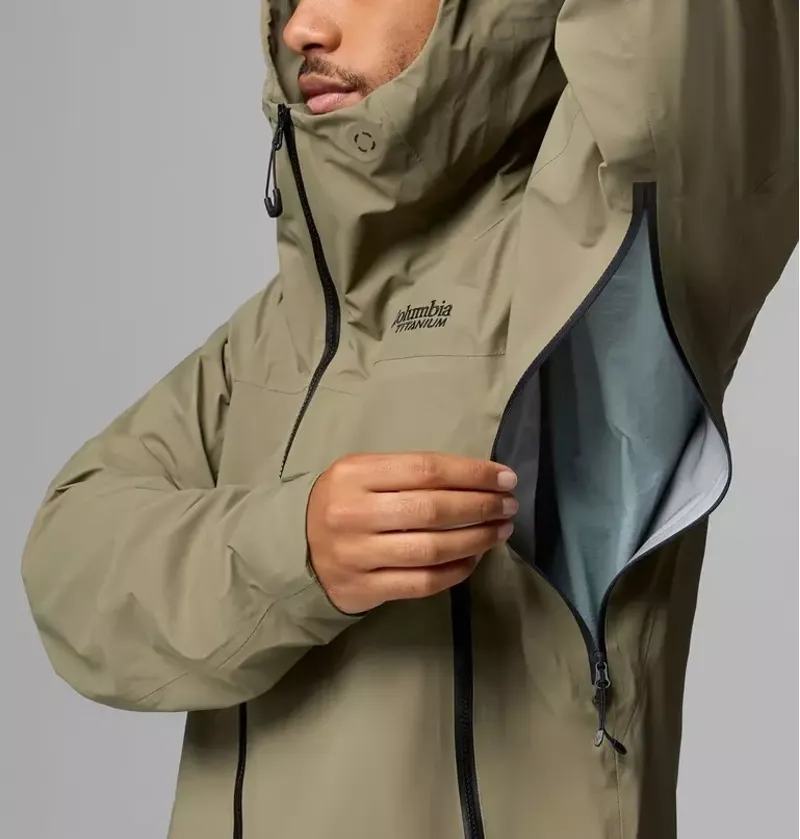 Columbia Mens Saudan Pro 3L Shell Waterproof Jacket in Stone Green-9