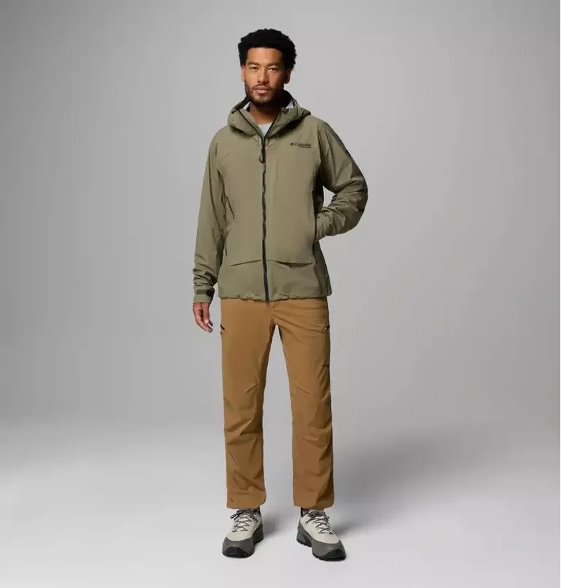 Columbia Mens Saudan Pro 3L Shell Waterproof Jacket in Stone Green-1