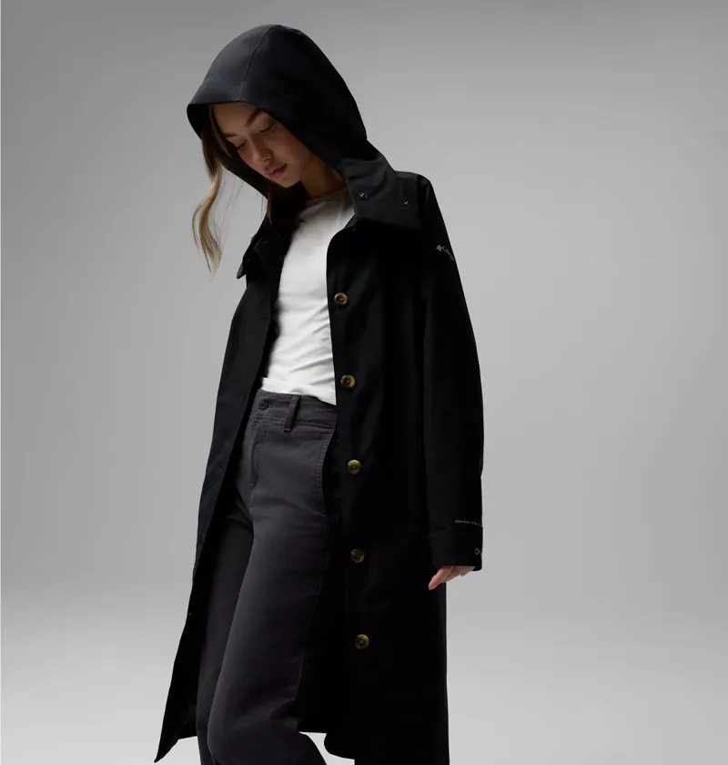 Columbia Womens Amazetrench Rain Jacket in Black-7