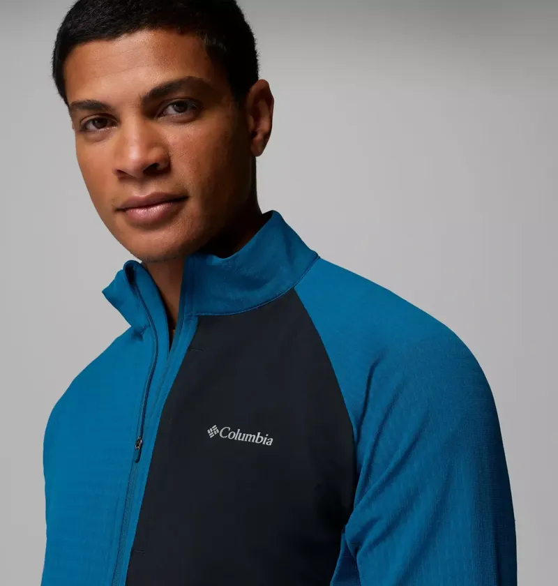Columbia Mens Superior Summit Grid Full Zip Fleece in Phoenix Blue-3