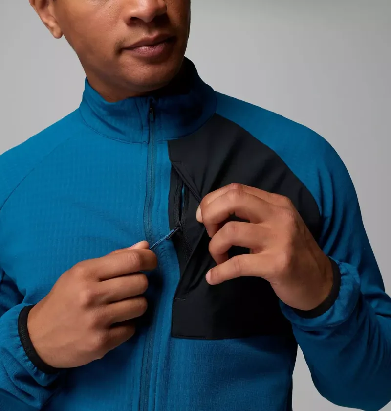 Columbia Mens Superior Summit Grid Full Zip Fleece in Phoenix Blue-5