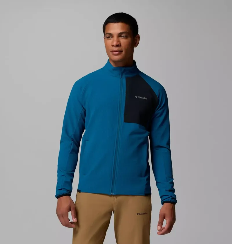 Columbia Mens Superior Summit Grid Full Zip Fleece in Phoenix Blue-1