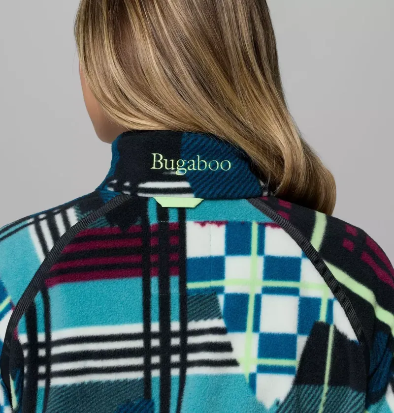 Columbia Women's Bugaboo 1986 Fleece Jacket in Teal / Plaidpatch Deboss / Black / Lime Glow Pops-6