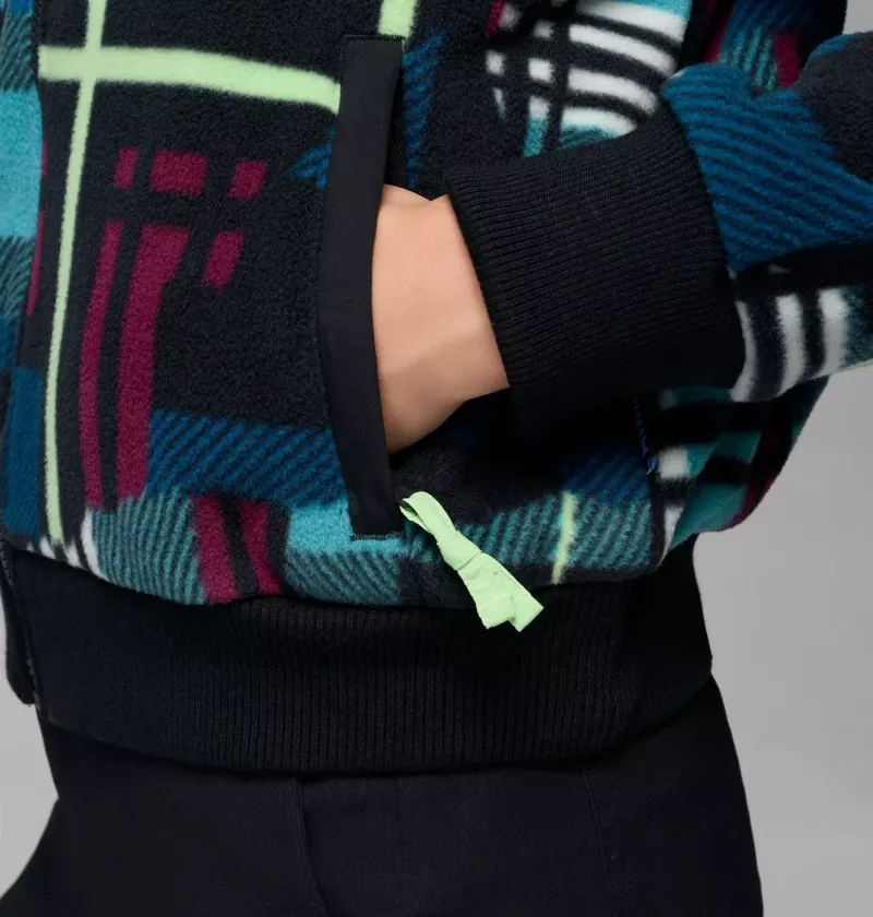 Columbia Women's Bugaboo 1986 Fleece Jacket in Teal / Plaidpatch Deboss / Black / Lime Glow Pops-7