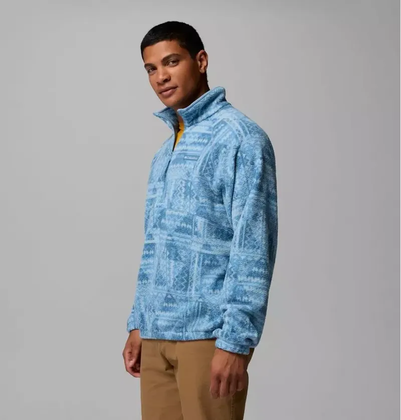Columbia Men's Timber Crest MTR Fleece Printed Half Zip in Rainy Day / Geomix Tonal-4