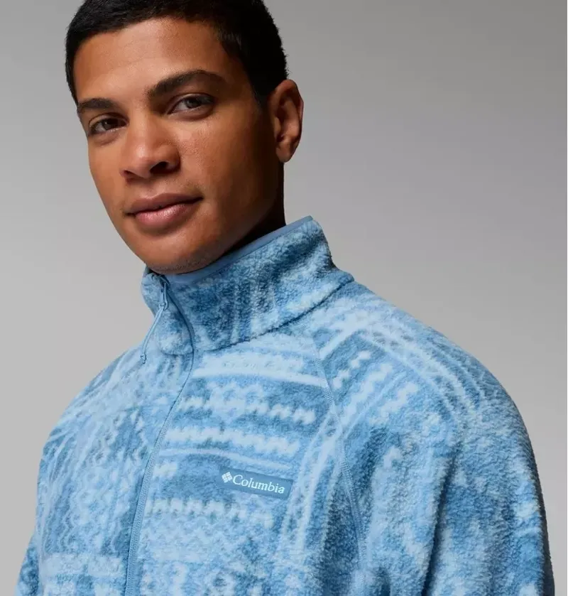 Columbia Men's Timber Crest MTR Fleece Printed Half Zip in Rainy Day / Geomix Tonal-3