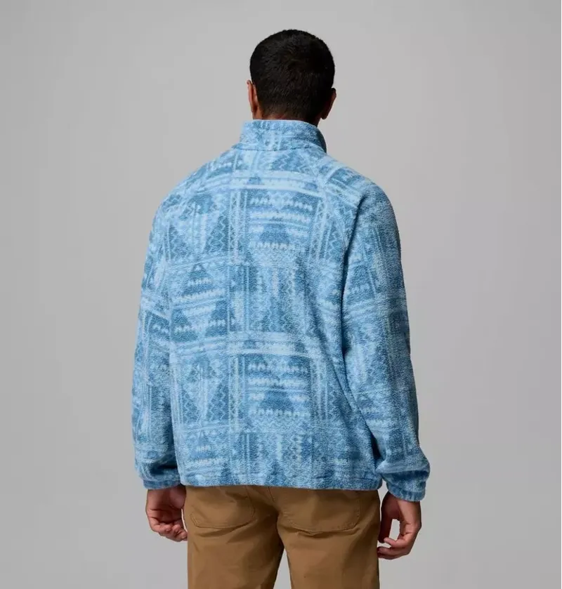 Columbia Men's Timber Crest MTR Fleece Printed Half Zip in Rainy Day / Geomix Tonal-2