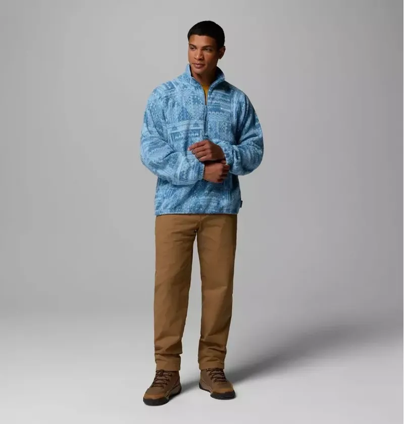 Columbia Men's Timber Crest MTR Fleece Printed Half Zip in Rainy Day / Geomix Tonal-1