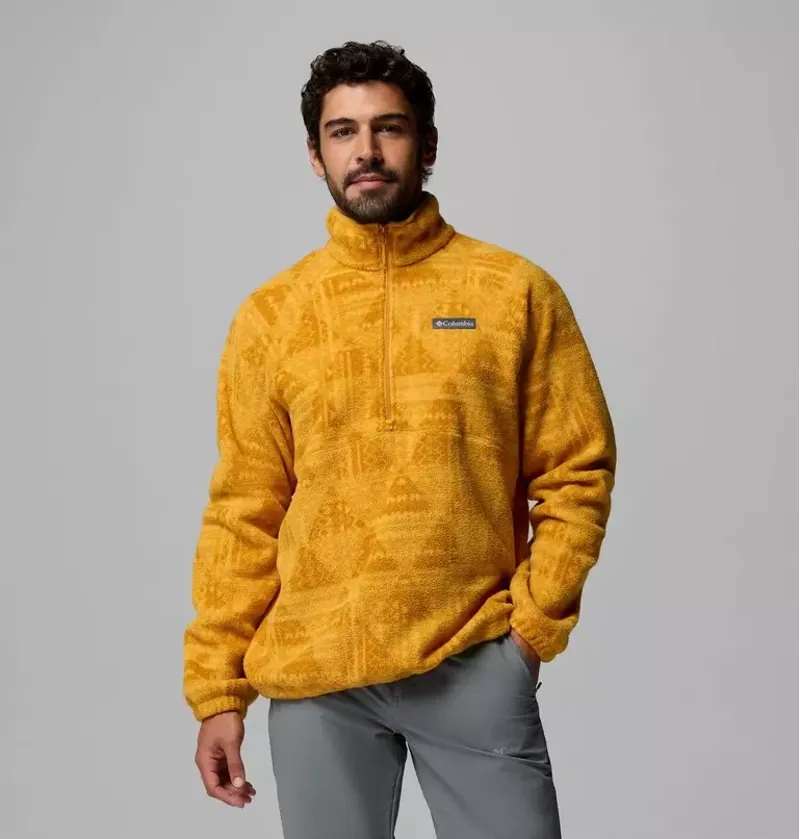 Columbia Men's Timber Crest MTR Fleece Printed Half Zip in Squash / Geomix-1