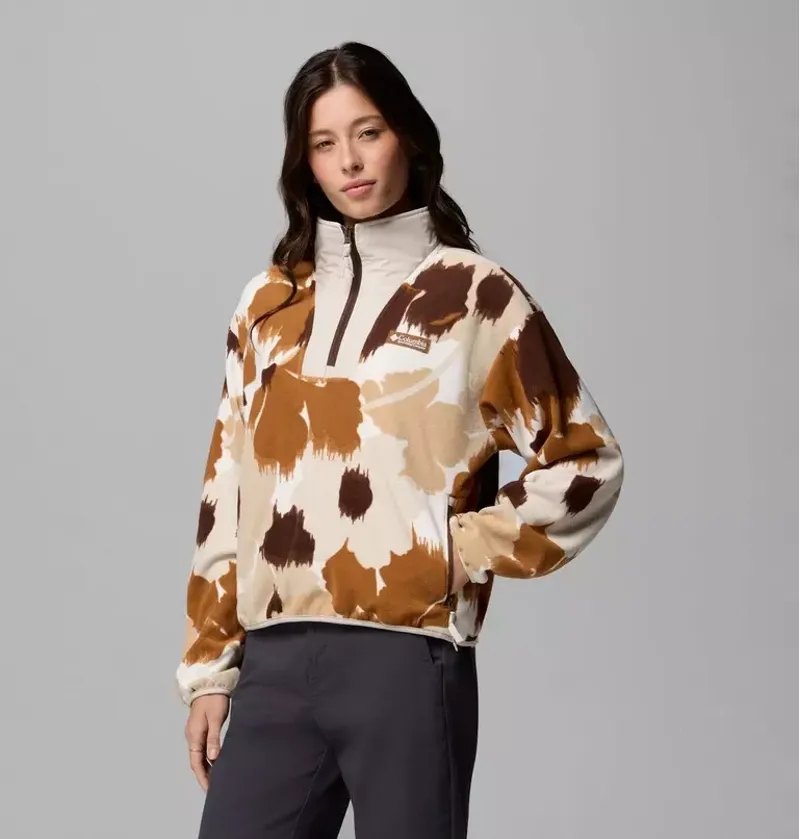 Columbia Womens Sequoia Grove II Printed Half Zip Fleece in Camel Brown Ikatbloom / Dark Stone / Tobacco-4