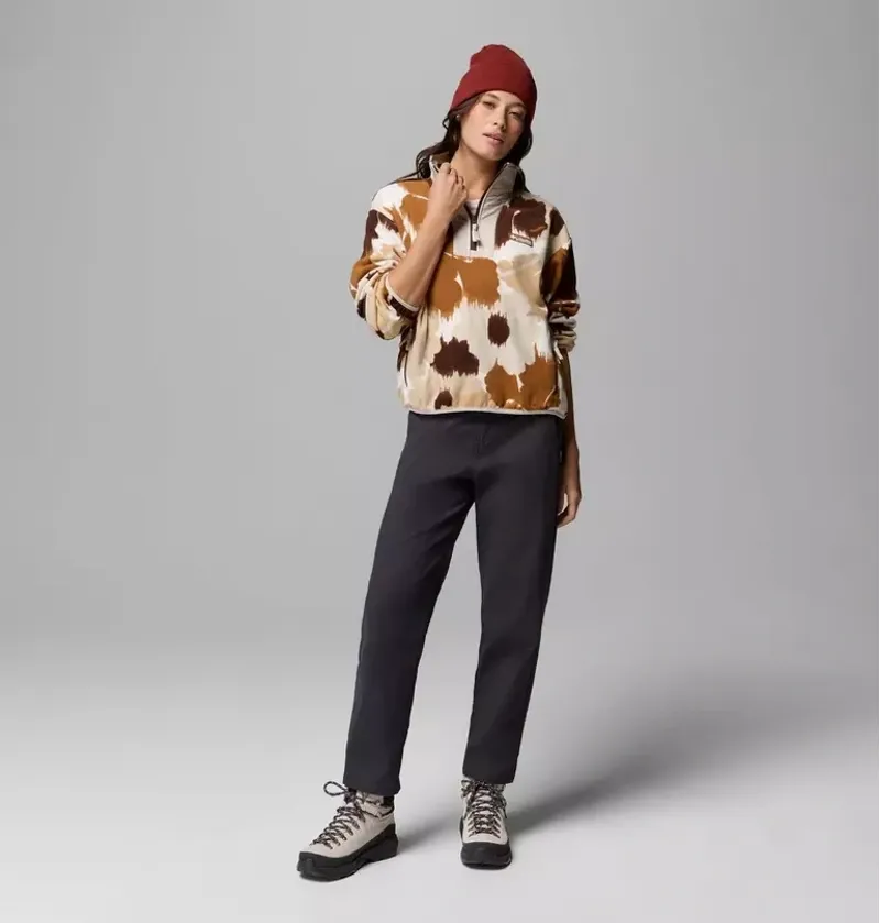 Columbia Womens Sequoia Grove II Printed Half Zip Fleece in Camel Brown Ikatbloom / Dark Stone / Tobacco-1