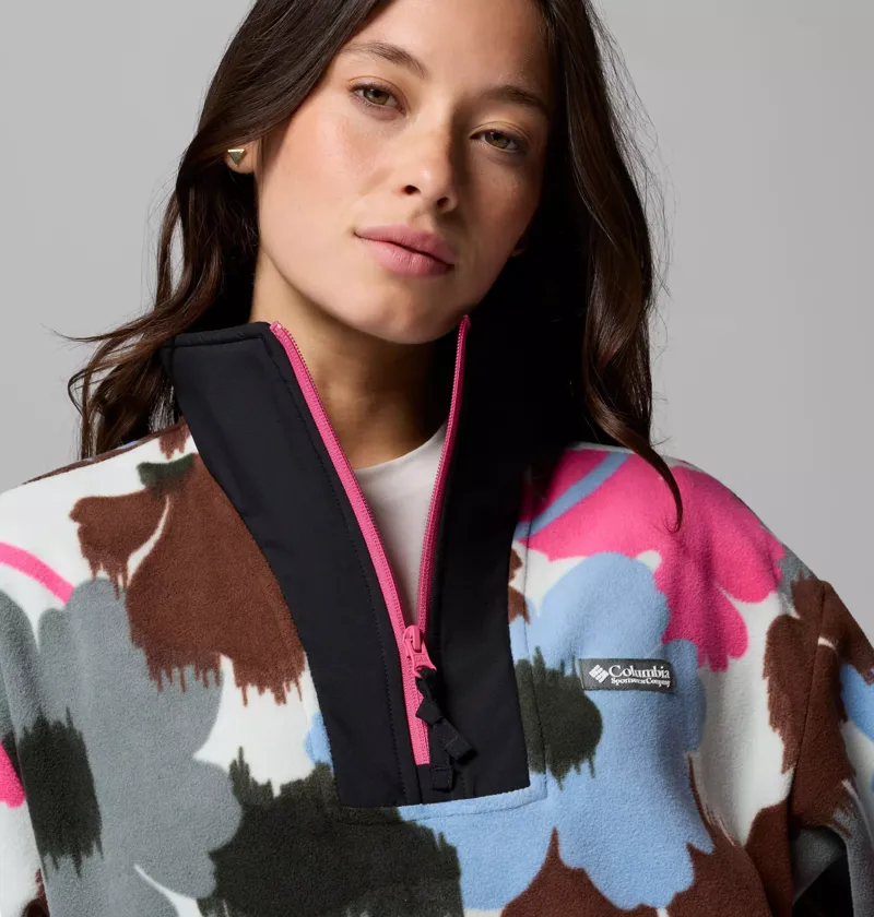 Columbia Womens Sequoia Grove II Printed Half Zip Fleece in Sedona Sage Ikatbloom / Black / Nico-4