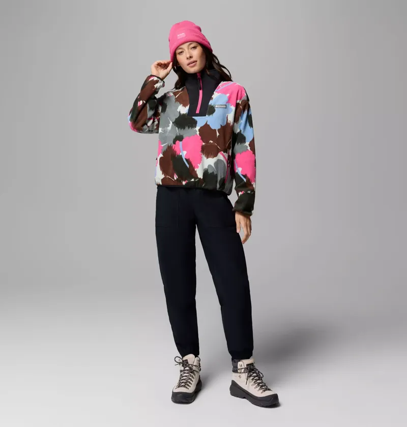 Columbia Womens Sequoia Grove II Printed Half Zip Fleece in Sedona Sage Ikatbloom / Black / Nico-3