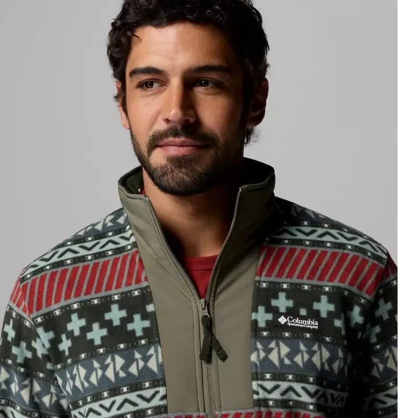 Columbia Mens Sequoia Grove II Full Zip Printed Fleece Jacket in Greenscape Wizard Island-5