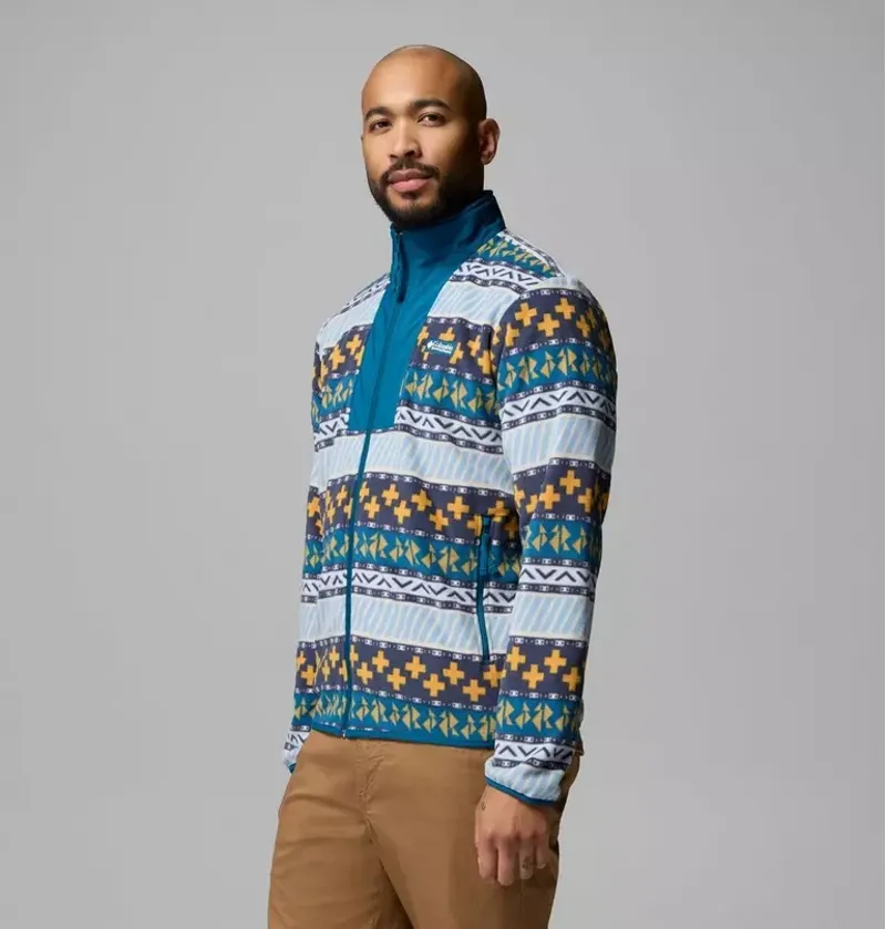 Columbia Mens Sequoia Grove II Full Zip Printed Fleece Jacket in Phoenix Blue Wizard Island-3