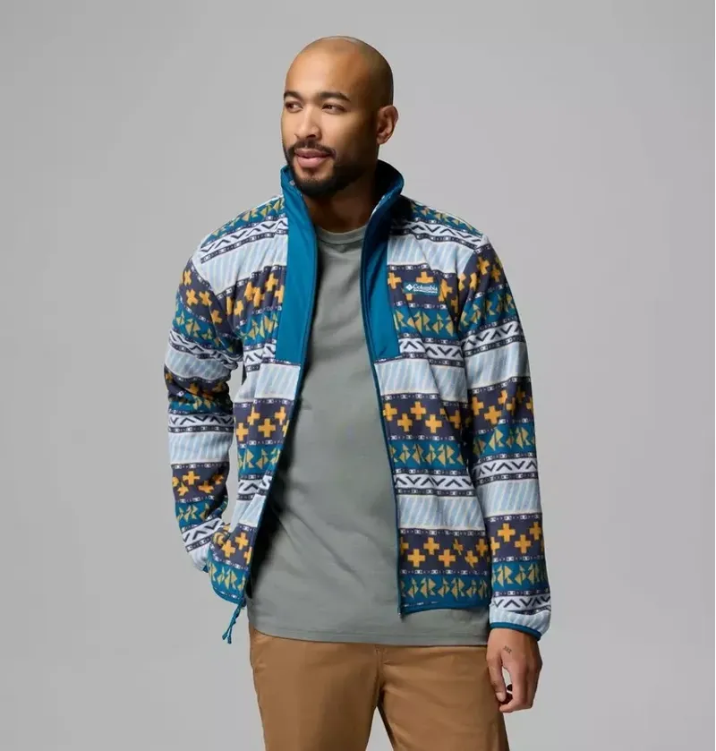 Columbia Mens Sequoia Grove II Full Zip Printed Fleece Jacket in Phoenix Blue Wizard Island-4