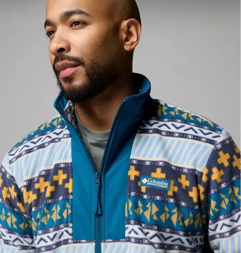 Columbia Mens Sequoia Grove II Full Zip Printed Fleece Jacket in Phoenix Blue Wizard Island-5