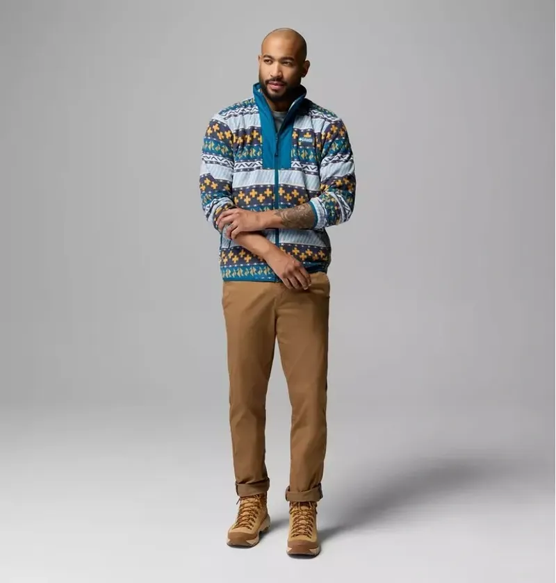 Columbia Mens Sequoia Grove II Full Zip Printed Fleece Jacket in Phoenix Blue Wizard Island-1