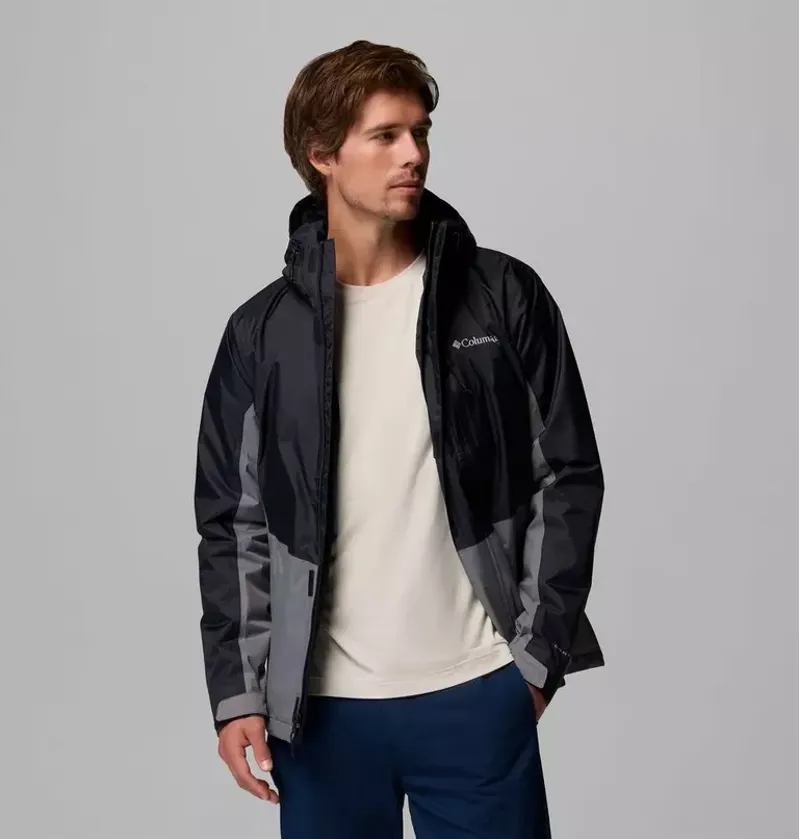 Columbia Mens Pouring Adventure Insulated Jacket in Black / City Grey-5